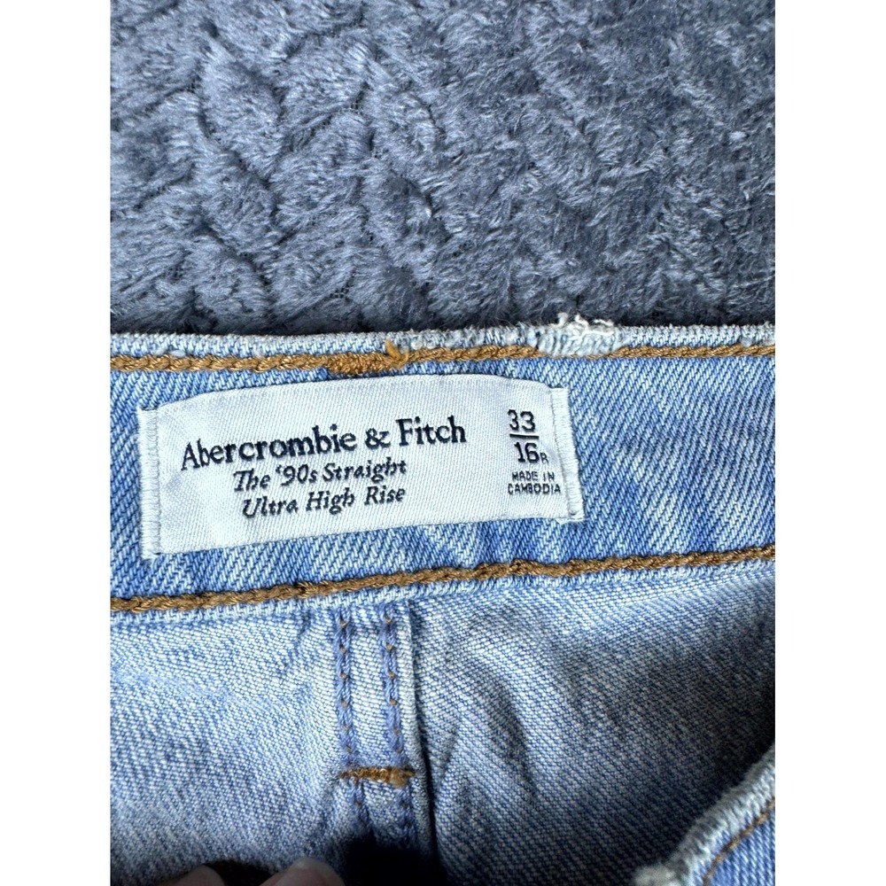 Abercrombie & Fitch 90s Straight Ultra High Rise Jeans Womens 33x16 Blue Denim - Picture 7 of 9